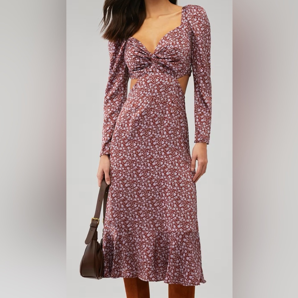 Astr the Label Long Sleeve “Lanie” Floral Dress with Open Back